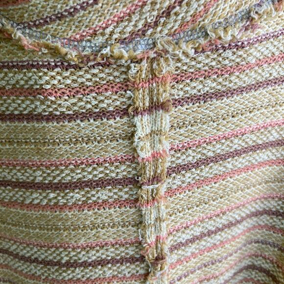 Free People Yellow Gray Catalina Cropped Bell Sleeve Pullover Sweater M - Picture 10 of 12